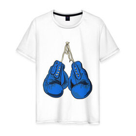 Мужская футболка хлопок с принтом Перчатки в Курске, 100% хлопок | прямой крой, круглый вырез горловины, длина до линии бедер, слегка спущенное плечо. | boxing | бокс | перчатки | спорт