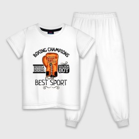 Детская пижама хлопок с принтом Boxing champions в Курске, 100% хлопок |  брюки и футболка прямого кроя, без карманов, на брюках мягкая резинка на поясе и по низу штанин
 | boxing | champions | бокс | перчатка | спорт