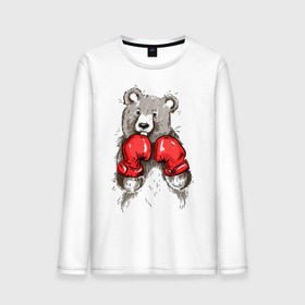 Мужской лонгслив хлопок с принтом Russia boxing в Курске, 100% хлопок |  | boxing | бокс | медведь | мишка | перчатки | спорт