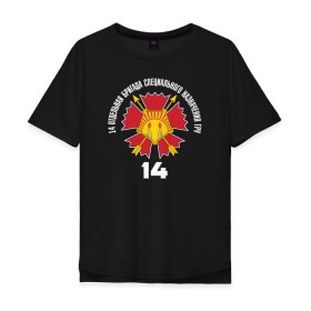 Мужская футболка хлопок Oversize с принтом 14 ОБСпН ГРУ в Курске, 100% хлопок | свободный крой, круглый ворот, “спинка” длиннее передней части | Тематика изображения на принте: разведка