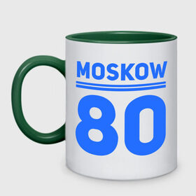 Кружка двухцветная с принтом Moskow 80 в Курске, керамика | объем — 330 мл, диаметр — 80 мм. Цветная ручка и кайма сверху, в некоторых цветах — вся внутренняя часть | moskow | москва 80 | олимпиада | россия