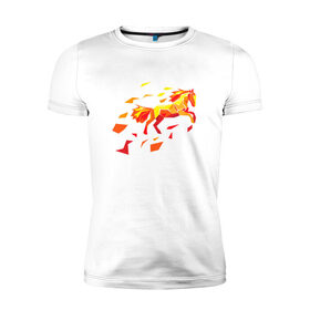Мужская футболка премиум с принтом Fire horse в Курске, 92% хлопок, 8% лайкра | приталенный силуэт, круглый вырез ворота, длина до линии бедра, короткий рукав | fire | horse | лошадь | огон