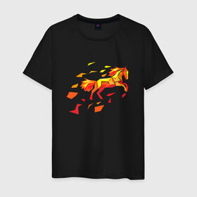 Мужская футболка хлопок с принтом Fire horse в Курске, 100% хлопок | прямой крой, круглый вырез горловины, длина до линии бедер, слегка спущенное плечо. | fire | horse | лошадь | огон