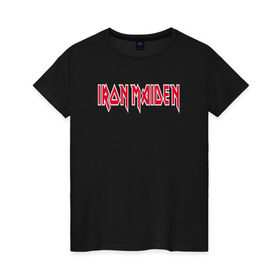 Женская футболка хлопок с принтом Iron Maiden в Курске, 100% хлопок | прямой крой, круглый вырез горловины, длина до линии бедер, слегка спущенное плечо | iron maiden