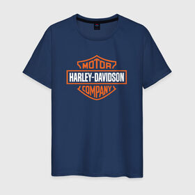 Мужская футболка хлопок с принтом Харлей Дэвидсон в Курске, 100% хлопок | прямой крой, круглый вырез горловины, длина до линии бедер, слегка спущенное плечо. | logo | motor | компания | мотоцикл