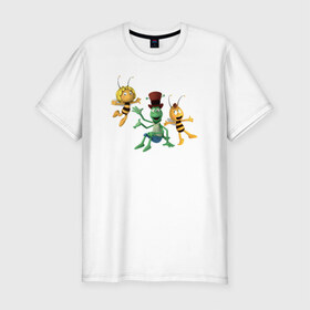 Мужская футболка премиум с принтом Пчелка Майя в Курске, 92% хлопок, 8% лайкра | приталенный силуэт, круглый вырез ворота, длина до линии бедра, короткий рукав | 