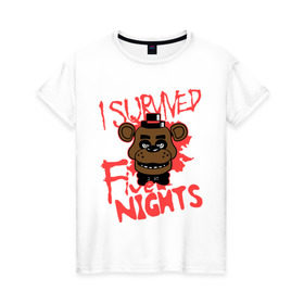 Женская футболка хлопок с принтом Five Nights At Freddy`s в Курске, 100% хлопок | прямой крой, круглый вырез горловины, длина до линии бедер, слегка спущенное плечо | five nights at freddys | fnaf | freddy | игры | медведь | мишка | фнаф | фредди