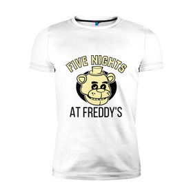 Мужская футболка премиум с принтом Five Nights At Freddy`s в Курске, 92% хлопок, 8% лайкра | приталенный силуэт, круглый вырез ворота, длина до линии бедра, короткий рукав | five nights at freddys | fnaf | freddy | игры | медведь | мишка | фнаф | фредди