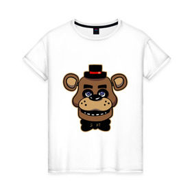 Женская футболка хлопок с принтом Five Nights At Freddy`s в Курске, 100% хлопок | прямой крой, круглый вырез горловины, длина до линии бедер, слегка спущенное плечо | five nights at freddys | fnaf | freddy | игры | медведь | мишка | фнаф | фредди