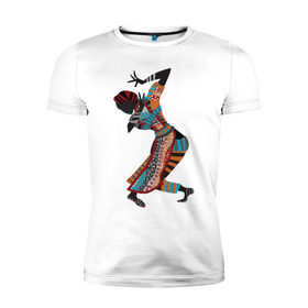 Мужская футболка премиум с принтом Танец Африканки в Курске, 92% хлопок, 8% лайкра | приталенный силуэт, круглый вырез ворота, длина до линии бедра, короткий рукав | Тематика изображения на принте: 