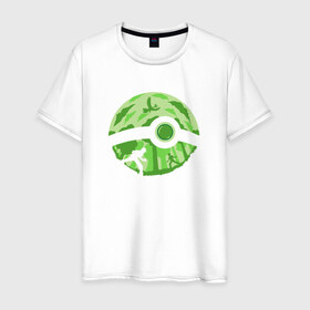 Мужская футболка хлопок с принтом Pokeball в Курске, 100% хлопок | прямой крой, круглый вырез горловины, длина до линии бедер, слегка спущенное плечо. | 