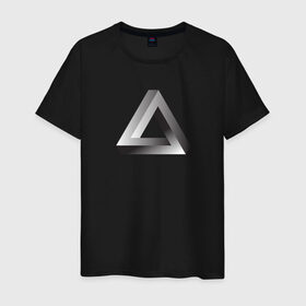 Мужская футболка хлопок с принтом Треугольник Пенроуза в Курске, 100% хлопок | прямой крой, круглый вырез горловины, длина до линии бедер, слегка спущенное плечо. | иллюзия | оптическая | пенроуз