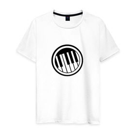 Мужская футболка хлопок с принтом Piano в Курске, 100% хлопок | прямой крой, круглый вырез горловины, длина до линии бедер, слегка спущенное плечо. | клавиши | музыка | пианино | фортепиано