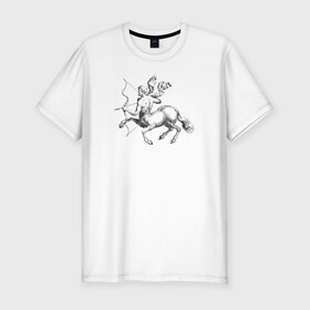 Мужская футболка премиум с принтом Стрелец в Курске, 92% хлопок, 8% лайкра | приталенный силуэт, круглый вырез ворота, длина до линии бедра, короткий рукав | знак зодиака | кентавр | стрелец