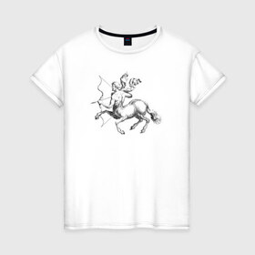 Женская футболка хлопок с принтом Стрелец в Курске, 100% хлопок | прямой крой, круглый вырез горловины, длина до линии бедер, слегка спущенное плечо | знак зодиака | кентавр | стрелец
