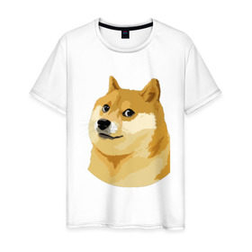 Мужская футболка хлопок с принтом Doge в Курске, 100% хлопок | прямой крой, круглый вырез горловины, длина до линии бедер, слегка спущенное плечо. | such wow | вау | доги