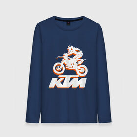 Мужской лонгслив хлопок с принтом KTM белый в Курске, 100% хлопок |  | Тематика изображения на принте: cross | ktm | motocross | кросс | мото