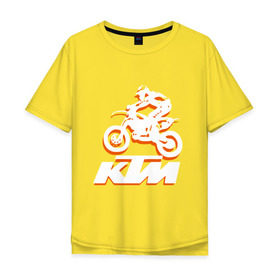 Мужская футболка хлопок Oversize с принтом KTM белый в Курске, 100% хлопок | свободный крой, круглый ворот, “спинка” длиннее передней части | Тематика изображения на принте: cross | ktm | motocross | кросс | мото