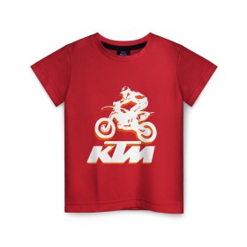 Детская футболка хлопок с принтом KTM белый в Курске, 100% хлопок | круглый вырез горловины, полуприлегающий силуэт, длина до линии бедер | Тематика изображения на принте: cross | ktm | motocross | кросс | мото