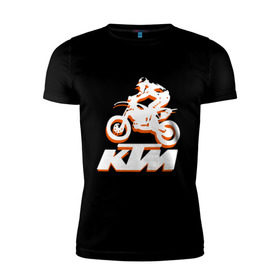 Мужская футболка премиум с принтом KTM белый в Курске, 92% хлопок, 8% лайкра | приталенный силуэт, круглый вырез ворота, длина до линии бедра, короткий рукав | Тематика изображения на принте: cross | ktm | motocross | кросс | мото