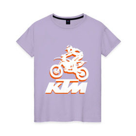 Женская футболка хлопок с принтом KTM белый в Курске, 100% хлопок | прямой крой, круглый вырез горловины, длина до линии бедер, слегка спущенное плечо | Тематика изображения на принте: cross | ktm | motocross | кросс | мото