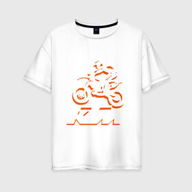 Женская футболка хлопок Oversize с принтом KTM белый в Курске, 100% хлопок | свободный крой, круглый ворот, спущенный рукав, длина до линии бедер
 | cross | ktm | motocross | кросс | мото