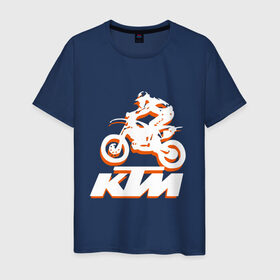 Мужская футболка хлопок с принтом KTM белый в Курске, 100% хлопок | прямой крой, круглый вырез горловины, длина до линии бедер, слегка спущенное плечо. | Тематика изображения на принте: cross | ktm | motocross | кросс | мото