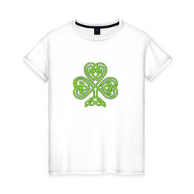 Женская футболка хлопок с принтом Celtic сlover в Курске, 100% хлопок | прямой крой, круглый вырез горловины, длина до линии бедер, слегка спущенное плечо | кельтский | клевер