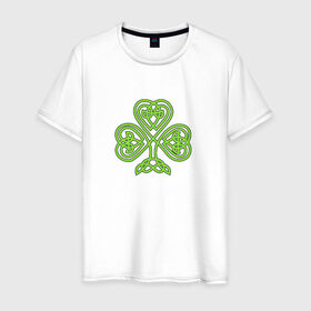 Мужская футболка хлопок с принтом Celtic сlover в Курске, 100% хлопок | прямой крой, круглый вырез горловины, длина до линии бедер, слегка спущенное плечо. | кельтский | клевер