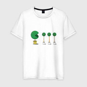 Мужская футболка хлопок с принтом Pacman tree в Курске, 100% хлопок | прямой крой, круглый вырез горловины, длина до линии бедер, слегка спущенное плечо. | 