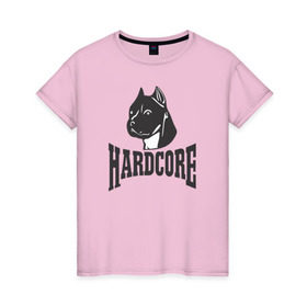 Женская футболка хлопок с принтом Hardcore в Курске, 100% хлопок | прямой крой, круглый вырез горловины, длина до линии бедер, слегка спущенное плечо | 
