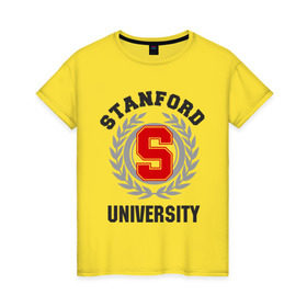 Женская футболка хлопок с принтом Стэнфорд в Курске, 100% хлопок | прямой крой, круглый вырез горловины, длина до линии бедер, слегка спущенное плечо | stanford | институт | студентам | стэнфорд | университет