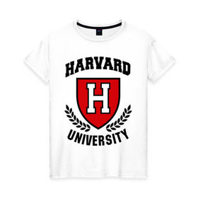 Женская футболка хлопок с принтом Гарвард в Курске, 100% хлопок | прямой крой, круглый вырез горловины, длина до линии бедер, слегка спущенное плечо | harvard | university | гарвард | институт | студентам | университет