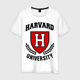 Мужская футболка хлопок с принтом Гарвард в Курске, 100% хлопок | прямой крой, круглый вырез горловины, длина до линии бедер, слегка спущенное плечо. | harvard | university | гарвард | институт | студентам | университет