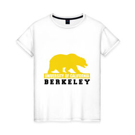 Женская футболка хлопок с принтом Беркли в Курске, 100% хлопок | прямой крой, круглый вырез горловины, длина до линии бедер, слегка спущенное плечо | bear | berkeley | беркли | институт | калифорния | медведь | студентам | университет
