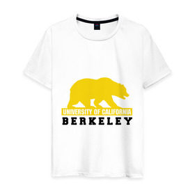 Мужская футболка хлопок с принтом Беркли в Курске, 100% хлопок | прямой крой, круглый вырез горловины, длина до линии бедер, слегка спущенное плечо. | bear | berkeley | беркли | институт | калифорния | медведь | студентам | университет
