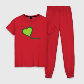 Женская пижама хлопок с принтом Vegetarian (Вегетерианство) в Курске, 100% хлопок | брюки и футболка прямого кроя, без карманов, на брюках мягкая резинка на поясе и по низу штанин | 
