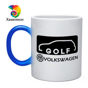 Кружка хамелеон с принтом Фольцваген гольф в Курске, керамика | меняет цвет при нагревании, емкость 330 мл | Тематика изображения на принте: golf | logo | volkswagen | гольф | логотип | фольцваген