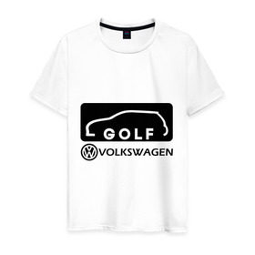 Мужская футболка хлопок с принтом Фольцваген гольф в Курске, 100% хлопок | прямой крой, круглый вырез горловины, длина до линии бедер, слегка спущенное плечо. | Тематика изображения на принте: golf | logo | volkswagen | гольф | логотип | фольцваген
