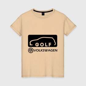 Женская футболка хлопок с принтом Фольцваген гольф в Курске, 100% хлопок | прямой крой, круглый вырез горловины, длина до линии бедер, слегка спущенное плечо | golf | logo | volkswagen | гольф | логотип | фольцваген