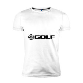 Мужская футболка премиум с принтом Volkswagen Golf в Курске, 92% хлопок, 8% лайкра | приталенный силуэт, круглый вырез ворота, длина до линии бедра, короткий рукав | golf | logo | volkswagen | гольф | логотип | фольцваген
