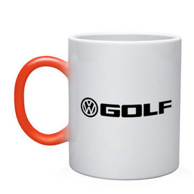 Кружка хамелеон с принтом Volkswagen Golf в Курске, керамика | меняет цвет при нагревании, емкость 330 мл | Тематика изображения на принте: golf | logo | volkswagen | гольф | логотип | фольцваген