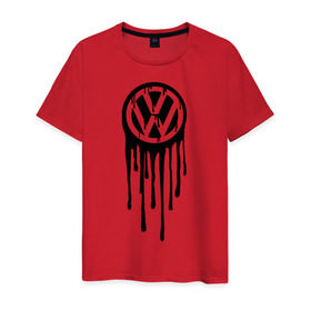 Мужская футболка хлопок с принтом Volkswagen в Курске, 100% хлопок | прямой крой, круглый вырез горловины, длина до линии бедер, слегка спущенное плечо. | Тематика изображения на принте: logo | volkswagen | логотип | фольцваген