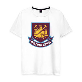 Мужская футболка хлопок с принтом Вест Хэм, BPL, West Ham в Курске, 100% хлопок | прямой крой, круглый вырез горловины, длина до линии бедер, слегка спущенное плечо. | bpl | westham | вестхэм | новинка | отличные вещи для истинного болельщика вест хэмаwfc | футбол