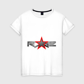 Женская футболка хлопок с принтом R7GE в Курске, 100% хлопок | прямой крой, круглый вырез горловины, длина до линии бедер, слегка спущенное плечо | @ | r7ge | youtube | звезда | метал