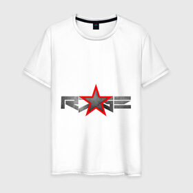 Мужская футболка хлопок с принтом R7GE в Курске, 100% хлопок | прямой крой, круглый вырез горловины, длина до линии бедер, слегка спущенное плечо. | @ | r7ge | youtube | звезда | метал