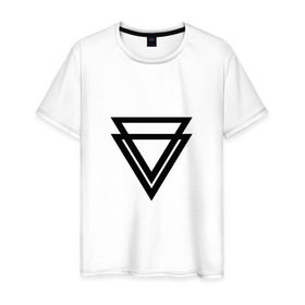 Мужская футболка хлопок с принтом Triangle в Курске, 100% хлопок | прямой крой, круглый вырез горловины, длина до линии бедер, слегка спущенное плечо. | 