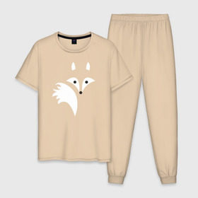 Мужская пижама хлопок с принтом Силуэт лисички в Курске, 100% хлопок | брюки и футболка прямого кроя, без карманов, на брюках мягкая резинка на поясе и по низу штанин
 | fox | лиса | лисёнок | лисичка