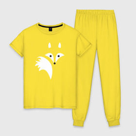 Женская пижама хлопок с принтом Силуэт лисички в Курске, 100% хлопок | брюки и футболка прямого кроя, без карманов, на брюках мягкая резинка на поясе и по низу штанин | fox | лиса | лисёнок | лисичка