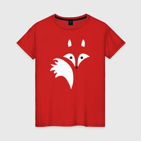 Женская футболка хлопок с принтом Силуэт лисички в Курске, 100% хлопок | прямой крой, круглый вырез горловины, длина до линии бедер, слегка спущенное плечо | fox | лиса | лисёнок | лисичка